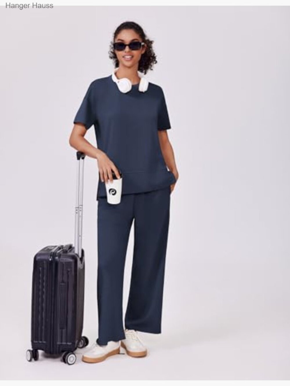 Short Sleeve Lounge Set with Wide Leg Pants - Picture 5 of 7